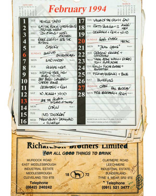 1994 February hand-written office wall calendar