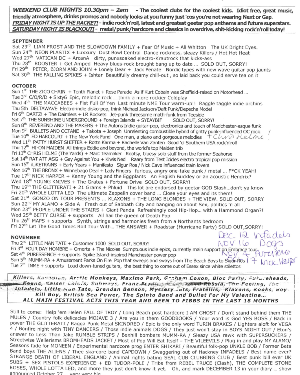 2006 September 'For All The Time Spent In That Room; The Doll's House, The Darkness, The Old Perfume' listings