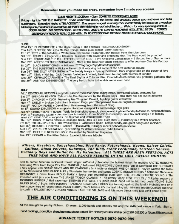 2005 June 'Remember how you made me crazy, remember how I made you scream' listings