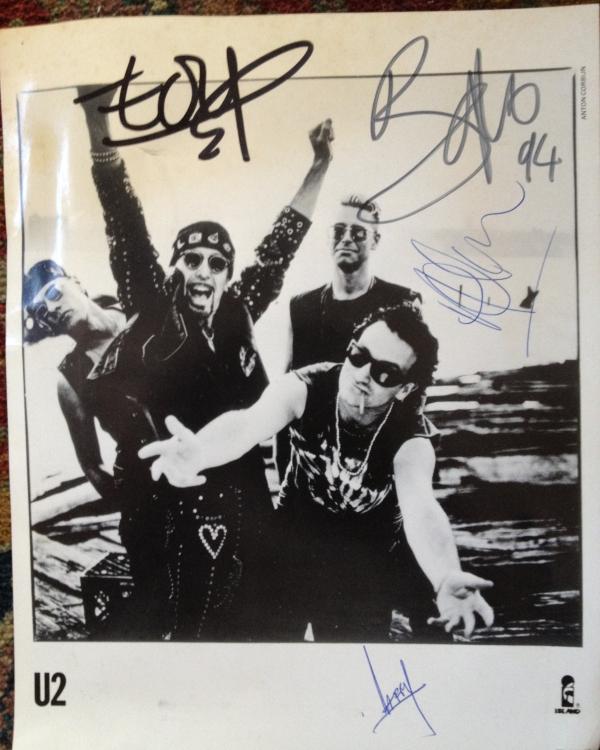 1994 U2 signed pic for Fibbers charity auction