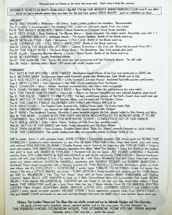 2002 January, February 'Welcome back my friends to the show that never ends, we're so glad you could attend' listings Part 2