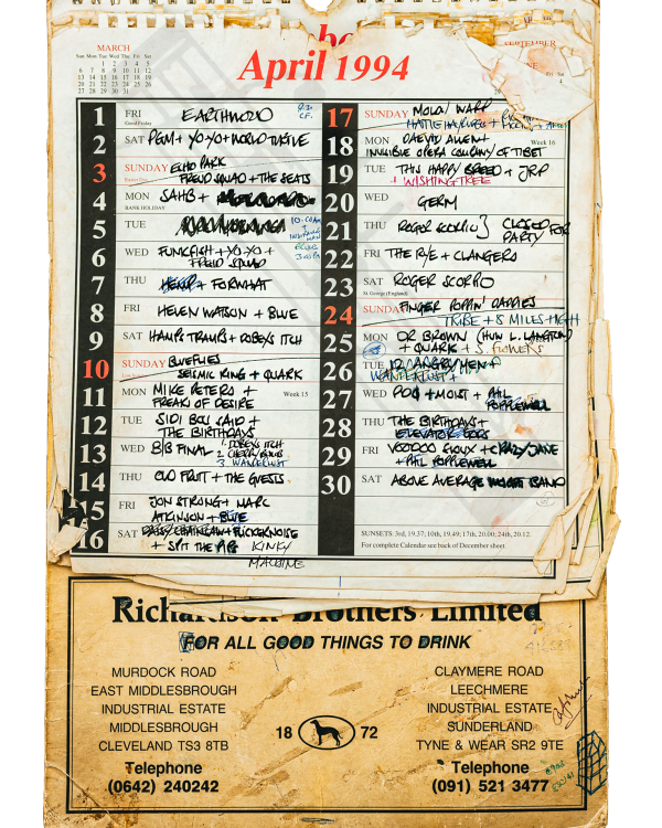 1994 April hand-written office wall calendar