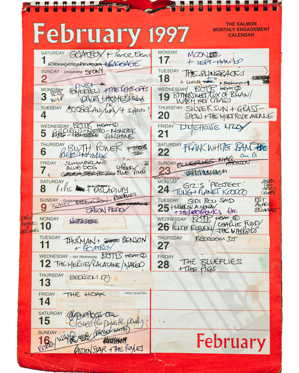1997 February hand-written office wall calendar