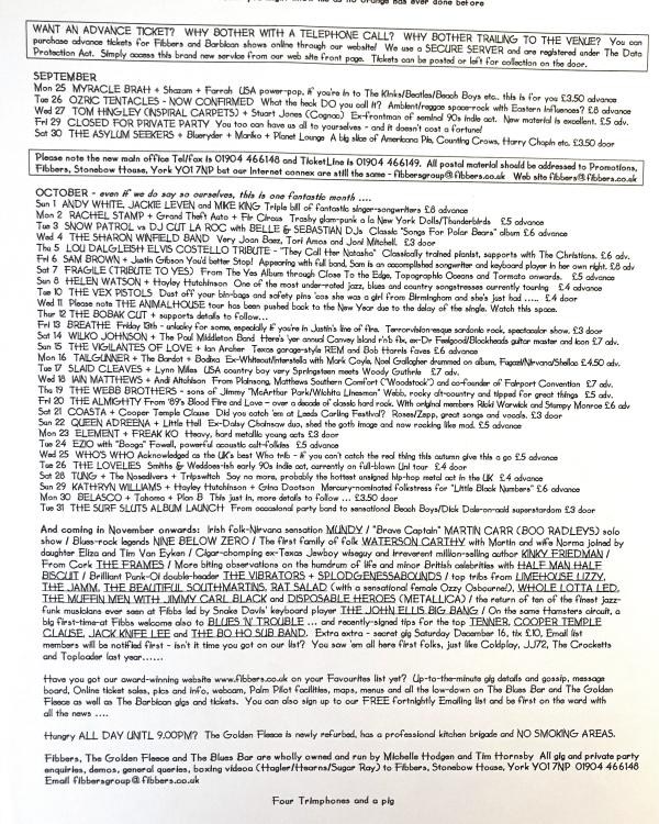 2000 September/October 'Then You Might Know Me As No Other Orange Has Before' listings