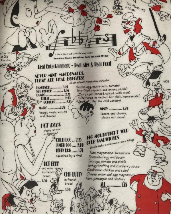 1993 The 'Pinocchio' menus