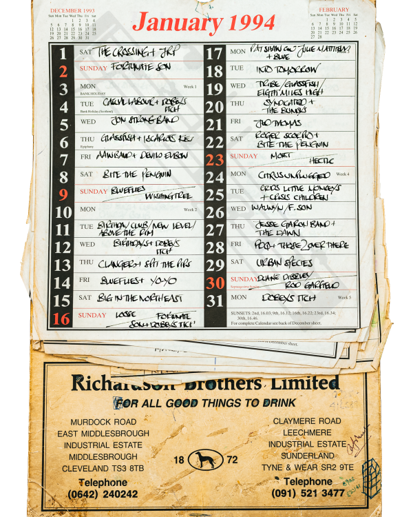 1994 January hand-written office wall calendar