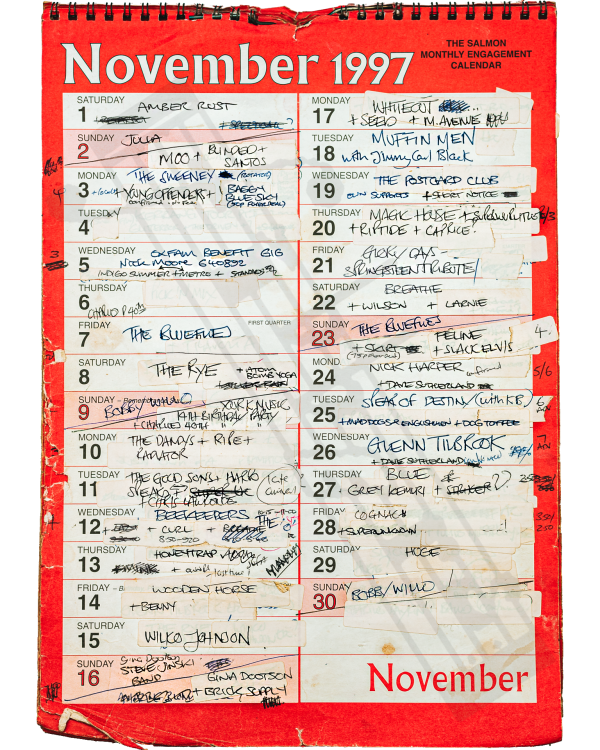 1997 November hand-written office wall calendar