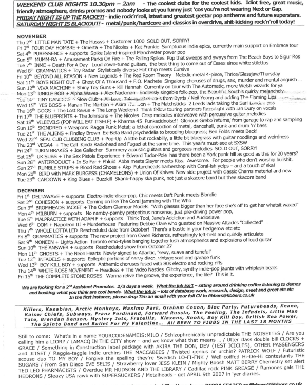 2006 November 'The First Sip Is Joy, The Second Is Gladness, The Third Is Serenity, The Fourth Is Madness, The Fifth Is Ecstasy' listings
