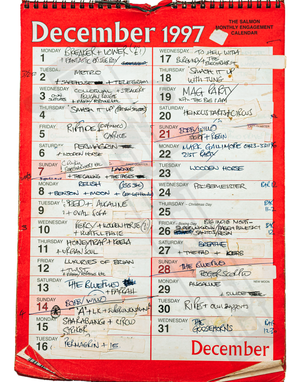 1997 December hand-written office wall calendar
