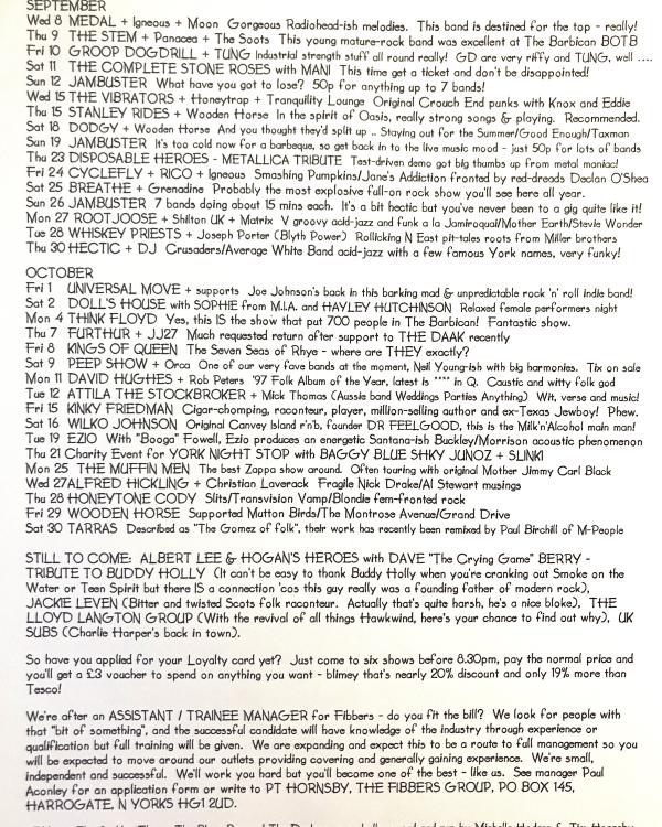 1999 September/October 'Make Sure YOU Do The Right Thing' listings