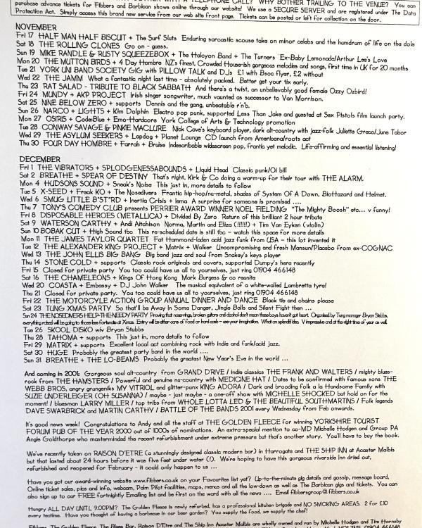 2000 November/December 'Is It The Chip On My Shoulder, Or The Hunch On My Back That's As Sharp As A Knife' listings