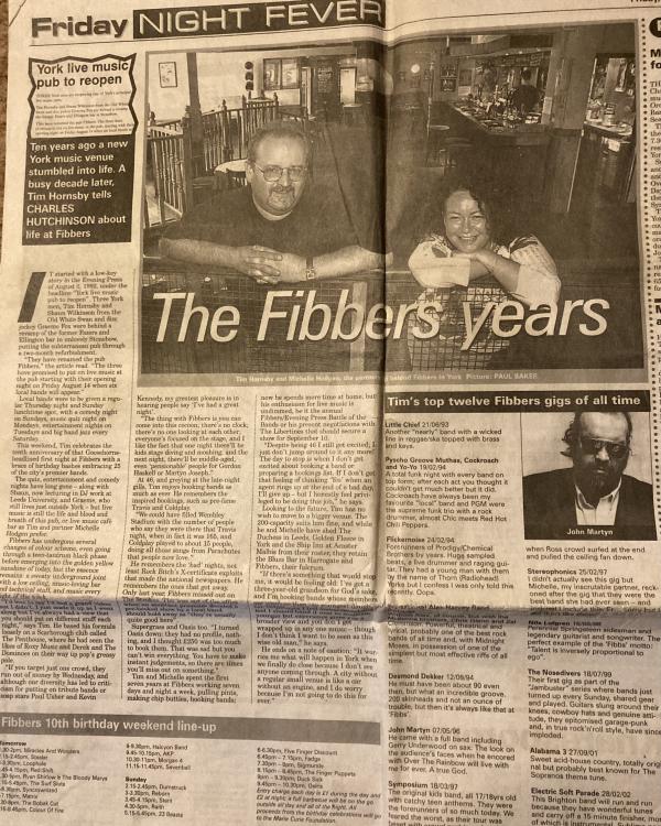 2002 The Fibbers years and Tim's Top 10 shows