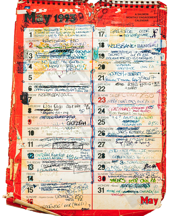 1993 May hand-written office wall calendar