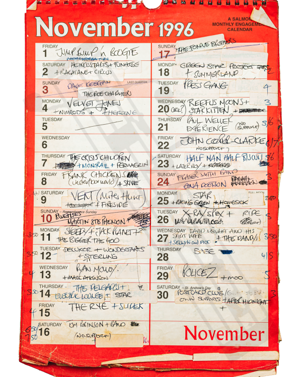 1996 November hand-written office wall calendar
