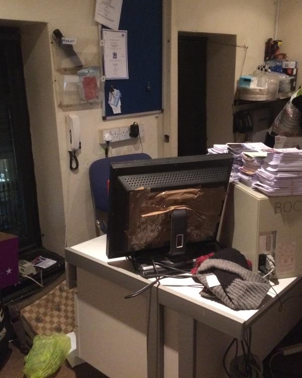 2016 Toft Green production office, yes that's a pickaxe.