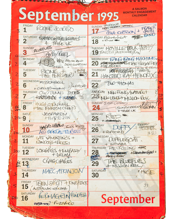 1995 September hand-written office wall calendar