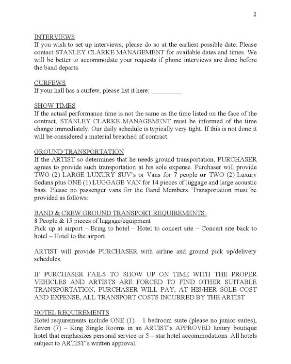 2018 Stanley Clarke (extracts from a nineteen page document)