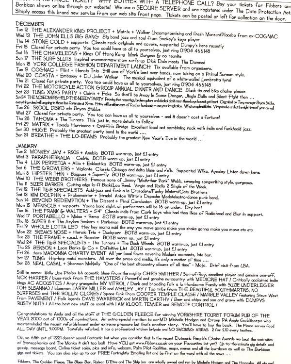 2001 January 'For I Am The One Who Keeps Changing From Nothing To One' listings