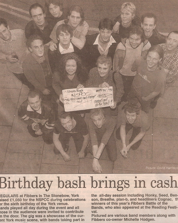 1998 Birthday Bash charity cheque presentation