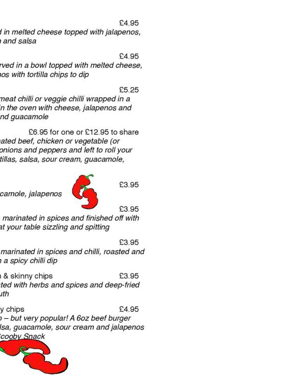 2003 Los Pacaminos special menu