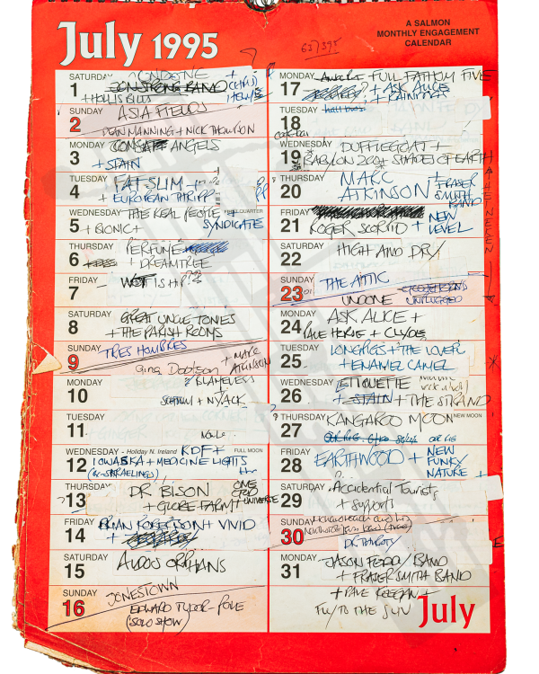 1995 July hand-written office wall calendar