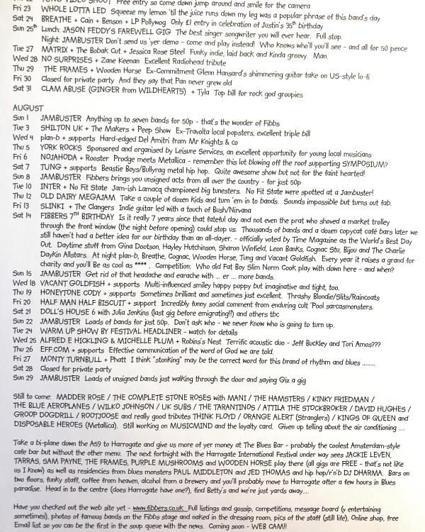 1999 July/August 'The Day When The Moon Was In Arizona' listings