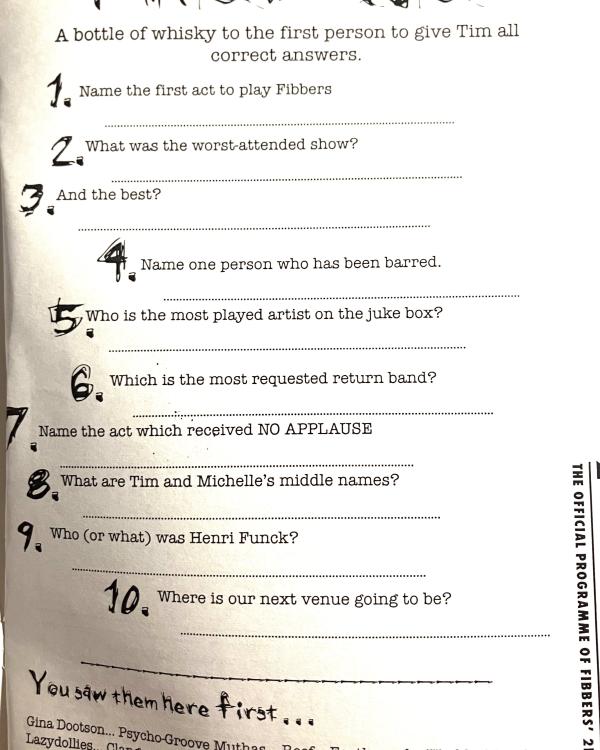 1994 2nd birthday party booklet quiz