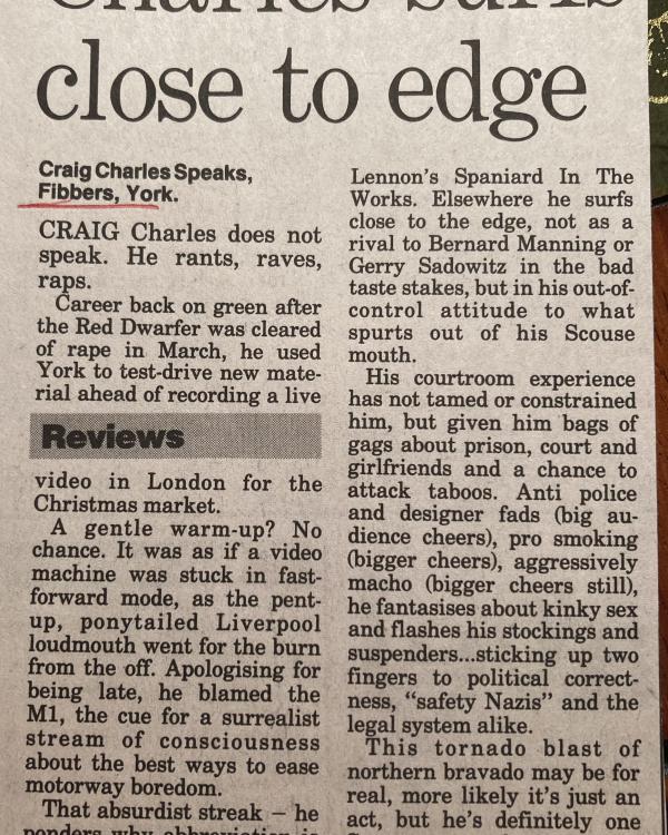 1995 Craig Charles review