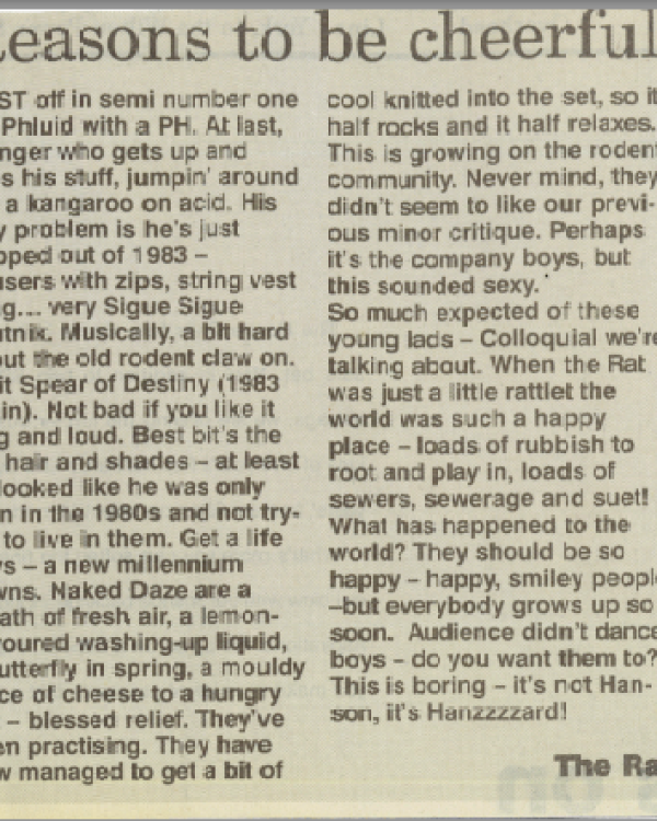 1998 The Rat reviews Phluid, Naked Daze, Colloquial