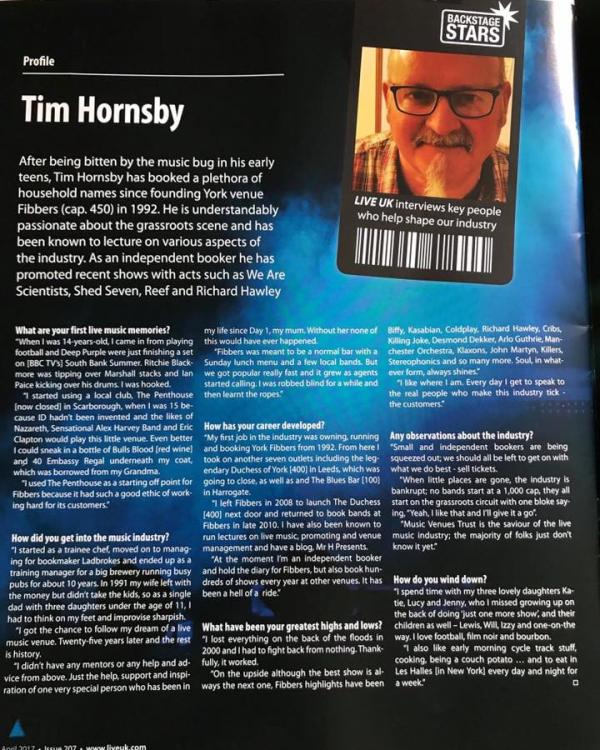 2017 Backstage Stars feature on Tim