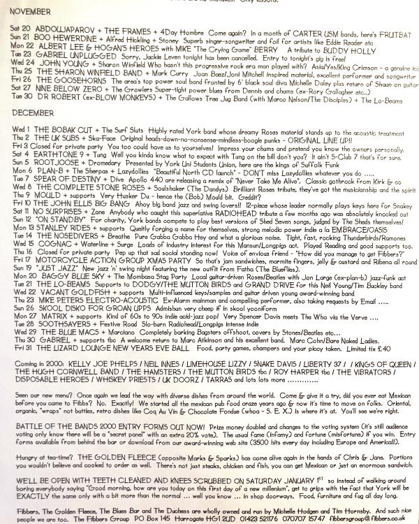 1999 November/December 'There Are No Mistakes. Only Lessons' listings