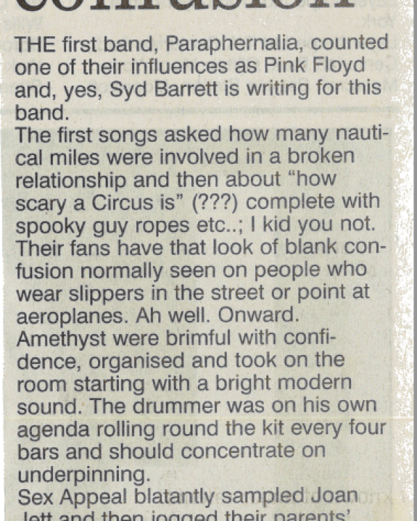 1999 The Rat reviews Paraphernalia, Milcah, Amethyst