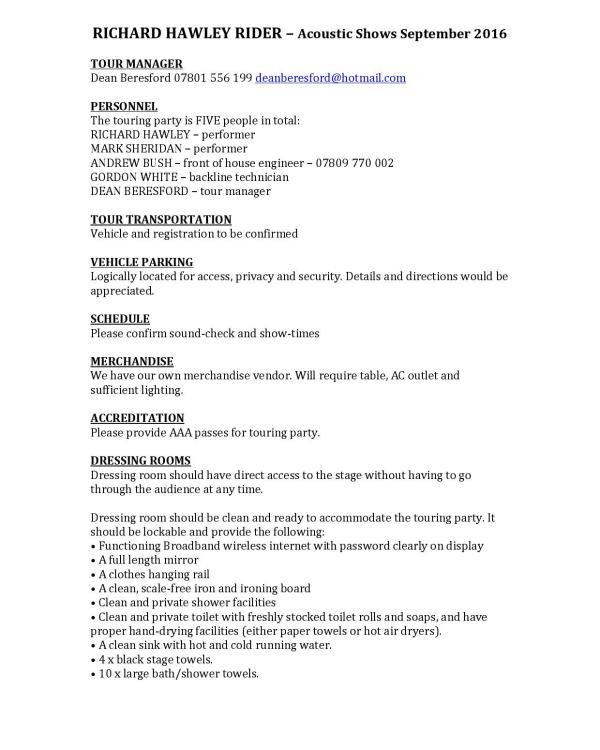 2016 RICHARD HAWLEY PRODUCTION