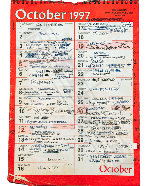 1997 October hand-written office wall calendar