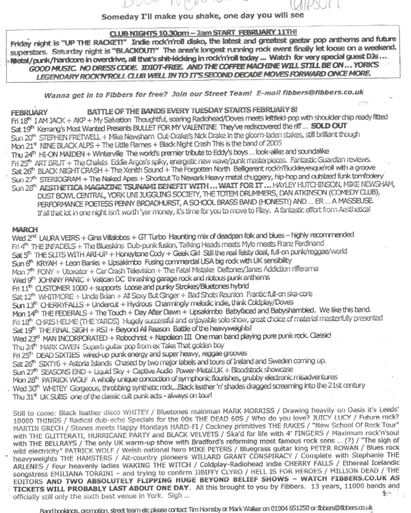 2005 February 'Someday I'll Make You Shake, One Day You Will See' listings