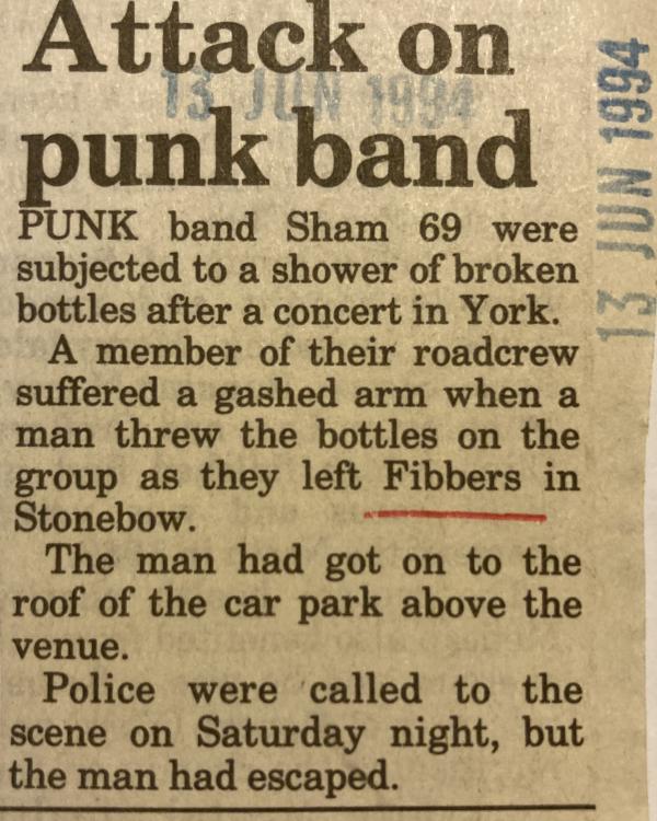 1994 Sham 69 attacked