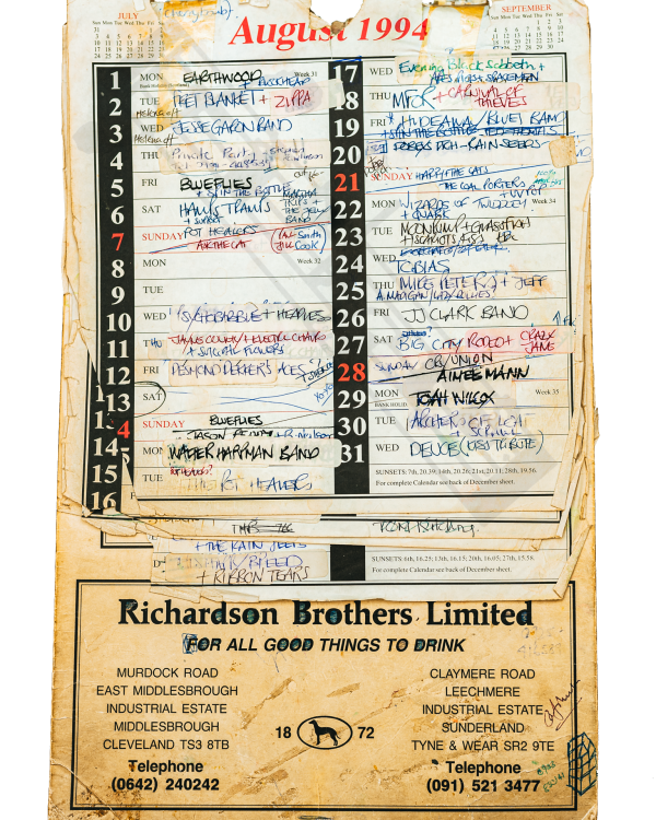 1994 August hand-written office wall calendar