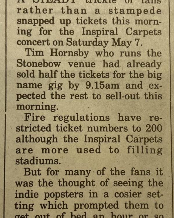 1994 Inspiral Carpets goes on sale