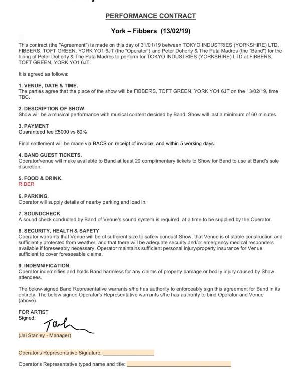 2019 Peter Doherty & The Puta Madres