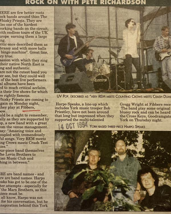 1994 Whiskey Priests, UV Pop, Harpo Speaks, Gregg Wright preview