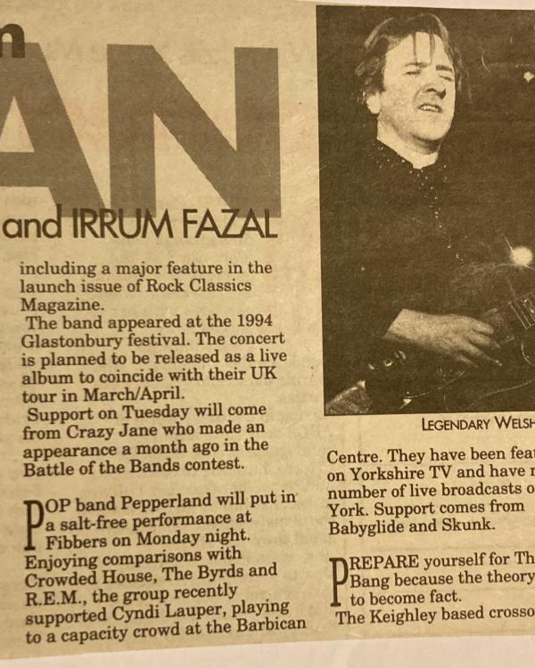 1995 Weekly preview with The Big Bang, Crazy Jane, Man, Pepperland, Pinch