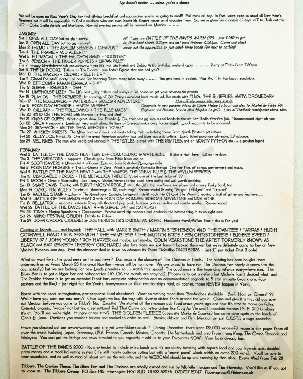 2000 January, February 'Age doesn't matter...unless you're a cheese' listings