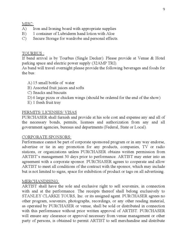 2018 Stanley Clarke (extracts from a nineteen page document)