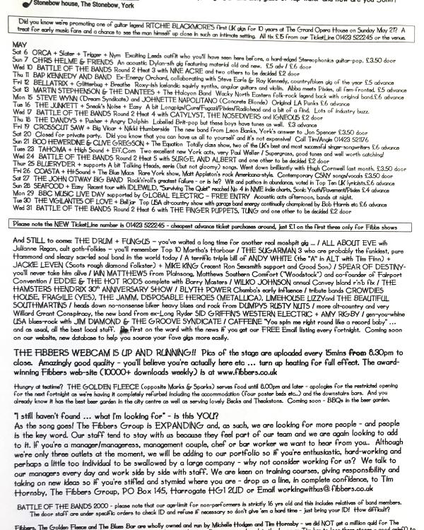 2000 May 'Large JD And Diet, Large Brandy, Glass Of Water And How Are You, John' listings