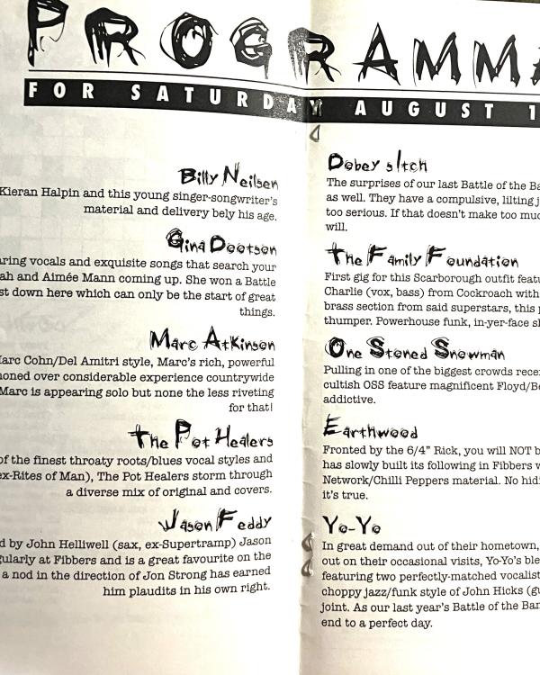 1994 2nd birthday party booklet line-up