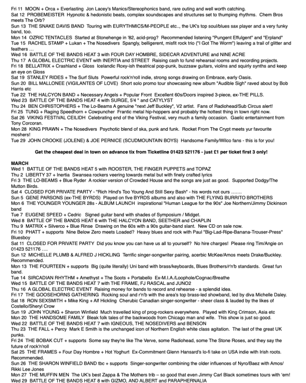 2000 April/May 'She Was A Girl From Birmingham' listings