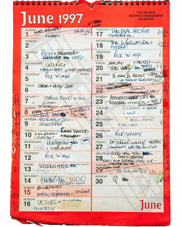 1997 June hand-written office wall calendar