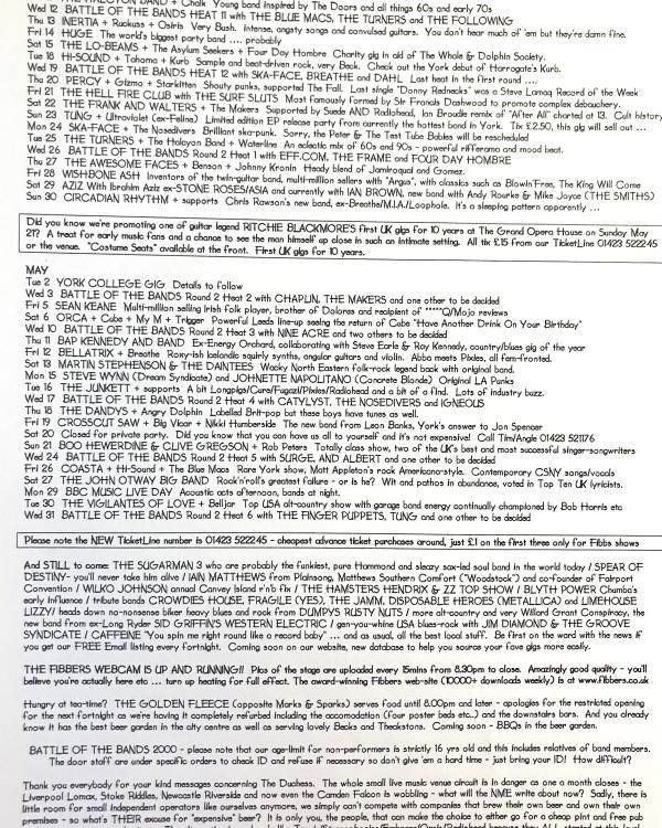 2000 April/May 'What Would A Chair Look Like If Your Knees Bent The Other Way' listings