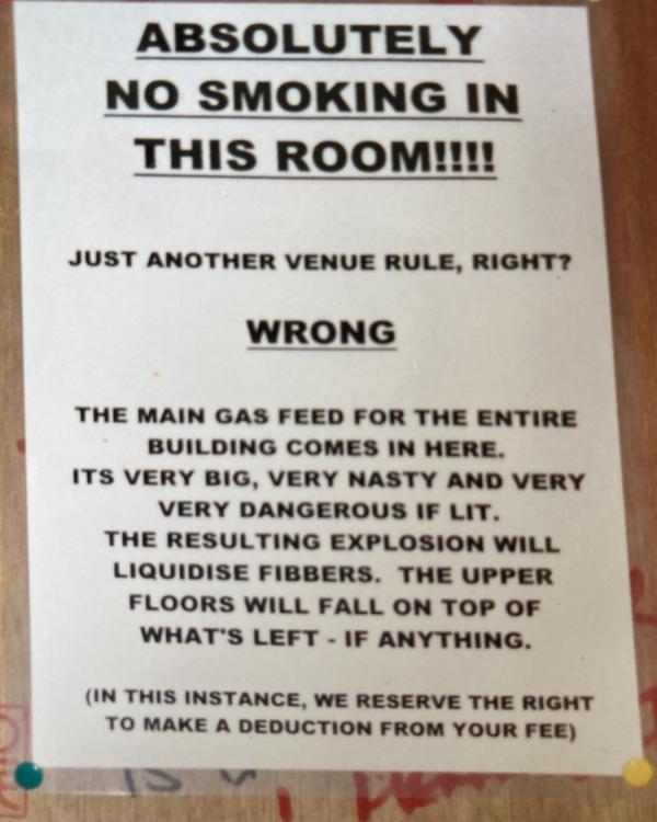 1994 Green room gas danger warning