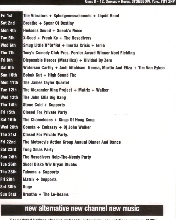 2000 December listings flyer